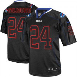 Hommes Nike Bills de Buffalo # 24 Stephon Gilmore élite Lights Out noir NFL Maillot Magasin