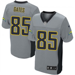 Hommes Nike San Diego Chargers # 85 Antonio Gates élite gris ombre NFL Maillot Magasin