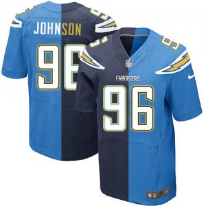 Hommes Nike San Diego Chargers # 96 Jarret Johnson de l'équipe élite/remplaçant deux tonnes NFL Maillot Magasin