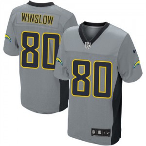 Hommes Nike San Diego Chargers # 80 Kellen Winslow élite gris ombre NFL Maillot Magasin