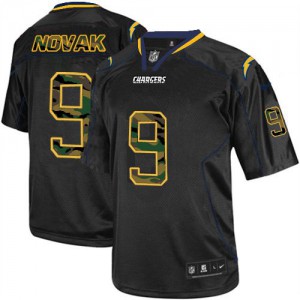 Hommes Nike San Diego Chargers # Nick 9 Novak Élite noire Camo Fashion NFL Maillot Magasin