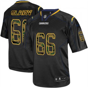 Hommes Nike San Diego Chargers # 66 Jeromey Clary Élite noire Camo Fashion NFL Maillot Magasin