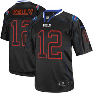 Hommes Nike Bills de Buffalo # 12 Jim Kelly Élite Lights Out noir NFL Maillot Magasin