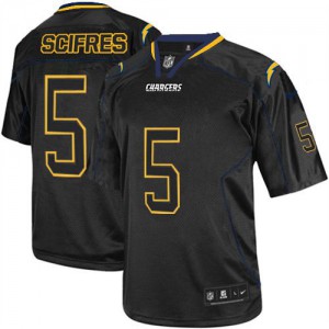 Hommes Nike San Diego Chargers # 5 Mike Scifres Élite Lights Out noir NFL Maillot Magasin