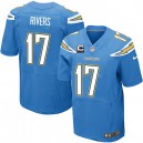 Men Nike San Diego Chargers &17 Philip Rivers Elite Electric Blue Alternate C Patch NFL Jersey
