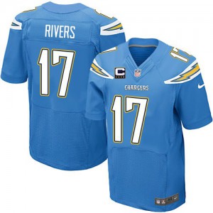 Hommes Nike San Diego Chargers # Philip Rivers élite électrique bleu remplaçant 17C Patch NFL Maillot Magasin