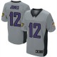 Men Nike Baltimore Ravens &12 Jacoby Jones Elite Grey Shadow NFL Jersey