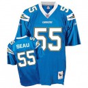 Mitchell And Ness San Diego Chargers &55 Junior Seau Authentic Light Blue Throwback NFL Jersey