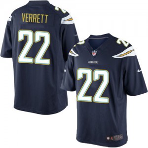 Couleur NFL maillot de l'équipe jeunesse Nike San Diego Chargers # 22 Jason Verrett Élite Navy Blue