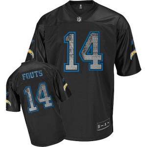 Reebok San Diego Chargers # 14 Dan Fouts Sideline authentique noire unie Throwback NFL Maillot Magasin