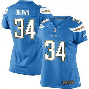 Femmes Nike San Diego Chargers # 34 Donald Brown élite Electric Bleu remplaçant NFL Maillot Magasin