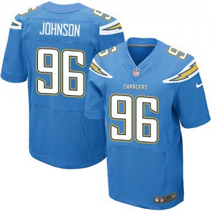 Hommes Nike San Diego Chargers # 96 Jarret Johnson élite bleu électrique remplaçant NFL Maillot Magasin