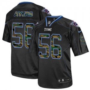 Hommes Nike Tennessee Titans # 56 asso Ayers Élite noire Camo Fashion NFL Maillot Magasin