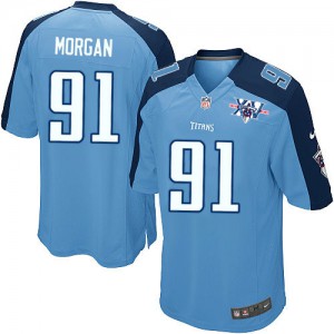 Jeunes Titans du Tennessee Nike # 91 Derrick Morgan Élite Light Bleu équipe couleur 15e saison Patch NFL Maillot Magasin