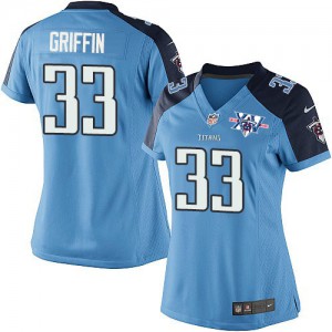 Femmes Nike Tennessee Titans # 33 Michael Griffin élite lumière Bleu équipe couleur 15e saison Patch NFL Maillot Magasin