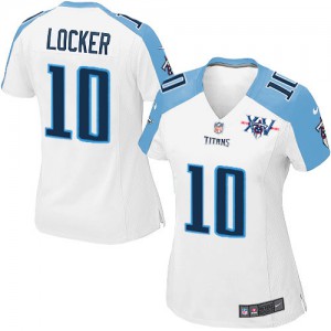 Femmes Nike Tennessee Titans # 10 Jake Locker Élite blanc 15e saison Patch NFL Maillot Magasin