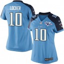 Women Nike Tennessee Titans &10 Jake Locker Elite Light Blue Team Color 15th Season Patch NFL Jersey