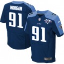 Men Nike Tennessee Titans &91 Derrick Morgan Elite Navy Blue Alternate 15th Season Patch NFL Jersey
