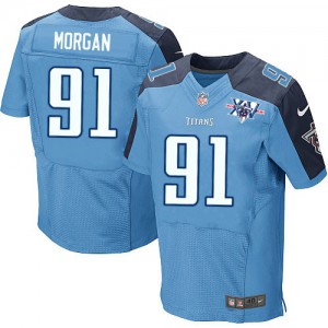 Hommes Nike Tennessee Titans # 91 Derrick Morgan Élite Light Bleu équipe couleur 15e saison Patch NFL Maillot Magasin