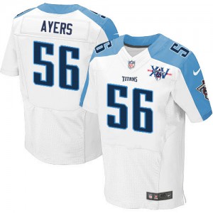 Hommes Nike Tennessee Titans # 56 asso Ayers Élite blanc 15e saison Patch NFL Maillot Magasin
