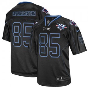 Hommes Nike Tennessee Titans # 85 Nate Washington élite Lights Out noir 15e saison Patch NFL Maillot Magasin
