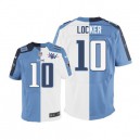 Men Nike Tennessee Titans &10 Jake Locker Elite Team/Road Two Tone 15th Season Patch NFL Jersey