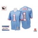 Mitchell And Ness Houston Oilers &1 Warren Moon Light Blue Authentic Throwback Autographed NFL Jersey